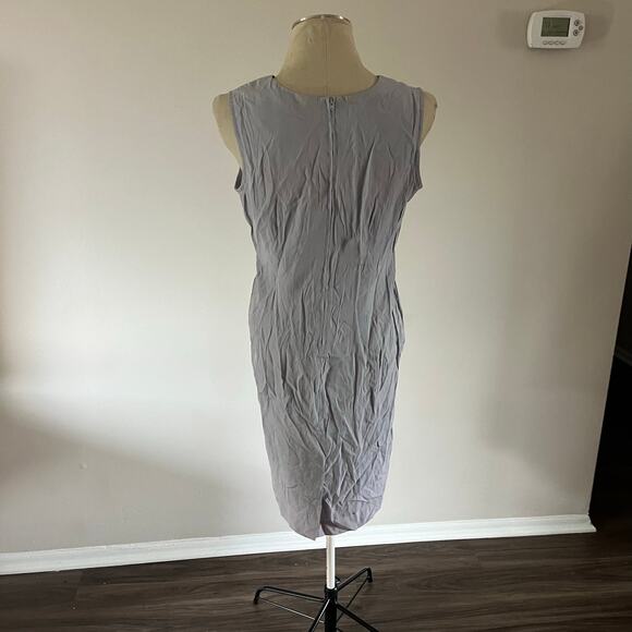 Vintage Gray Sheath Dress w Gold Chain Belt Sz 12 Office Mod Madmen Retro - Picture 4 of 9